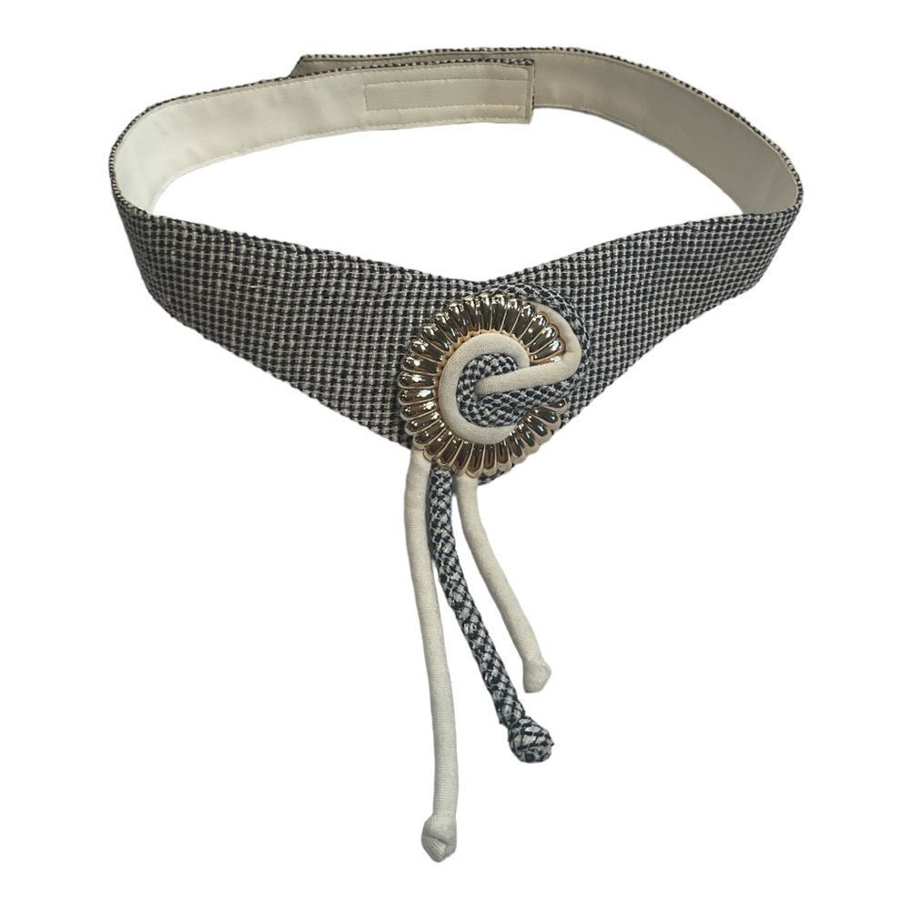 Women’s Vintage Black & White Houndstooth tweed Belt Size 14